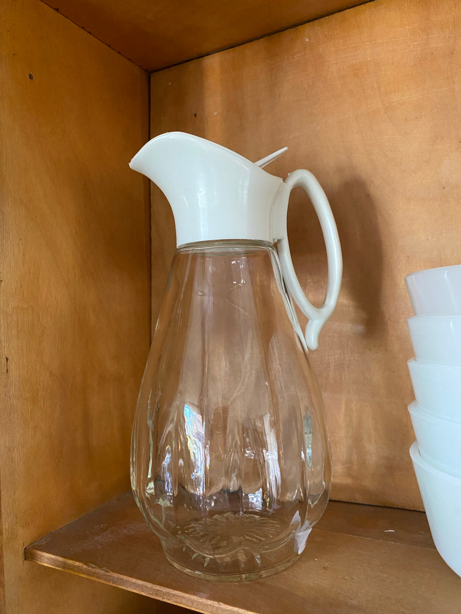 Log Cabin Syrup Pitcher Dispenser Mid Century Milk Juice 