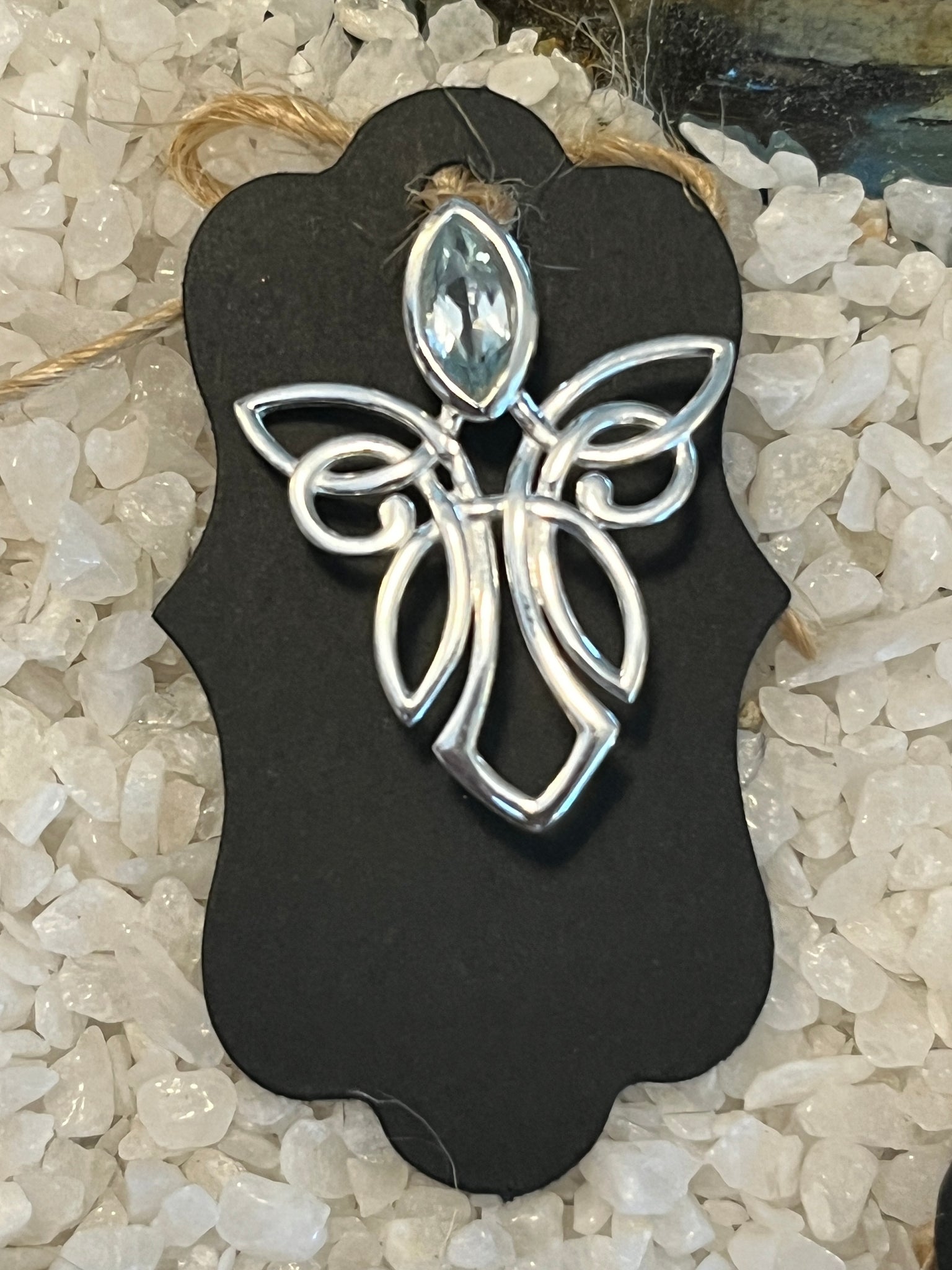 Celtic Silver Angel/ Fairy Pendant w/ Semi Precious Stone