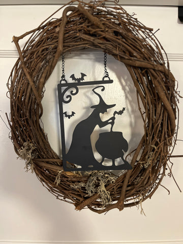 Grapevine Wreath w/ Witch