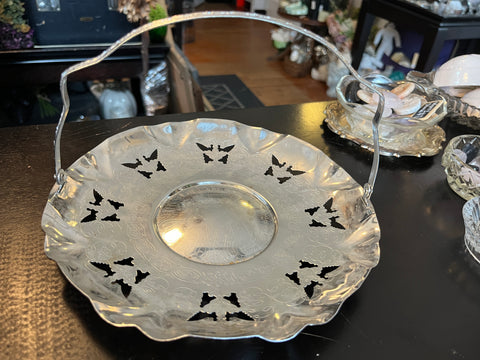 Vintage Chrome Butterfly Offering Tray