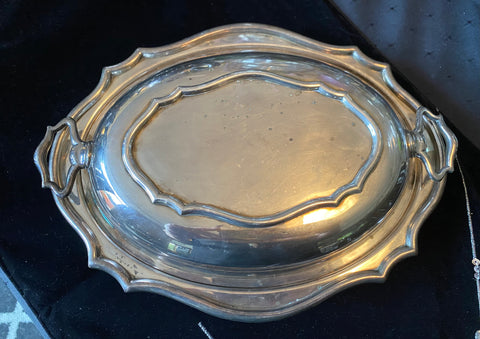 Vintage Silver Plate Oval Scalloped Serving Dish